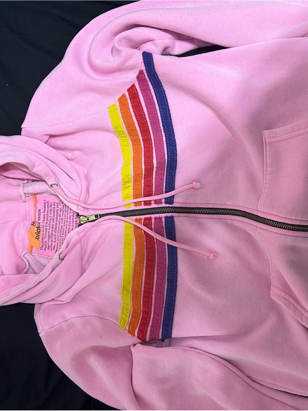 Aviator Nation Pink Rainbow Zip-Up Sweater Vest